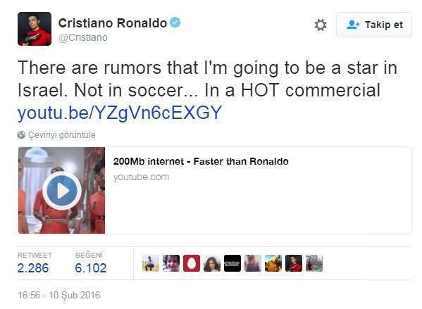 Ronaldonun İsrail reklamına büyük tepki