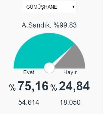 Ordu, Giresun ve Gümüşhane 2017 referandum seçim sonuçları açıklandı