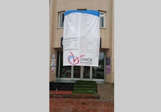Komünist başkan belediyenin gelir ve giderini kapıya astı