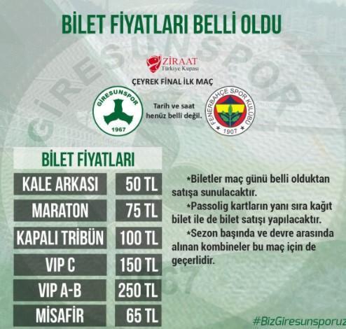 Giresunspor-Fenerbahçe maçı biletleri satışa çıktı