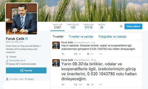 Bakan Çelik Twitterdan cep telefonunu paylaştı