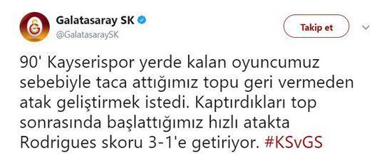 Galatasaraydan Kayserispora son gol göndermesi
