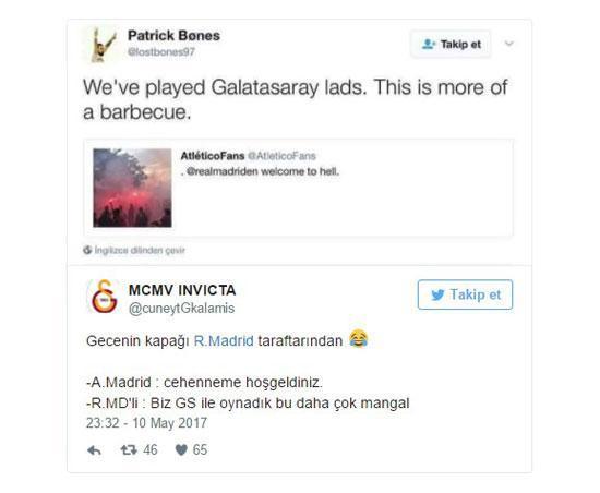 Real Madrid taraftarından, Atleticoya Galatasaray cevabı