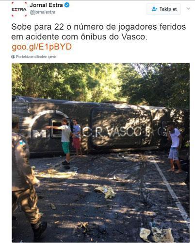 Vasco De Gamanın 17 yaş altı takımını taşıyan otobüs kaza yaptı
