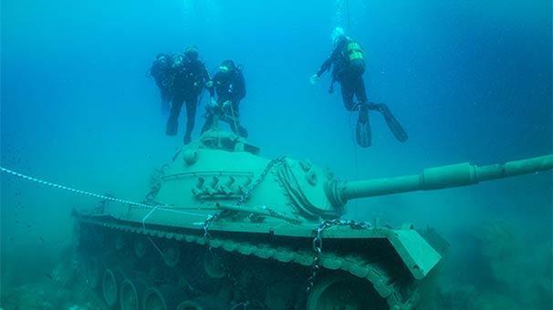 45 tonluk tank Akdenizin derinliklerinde