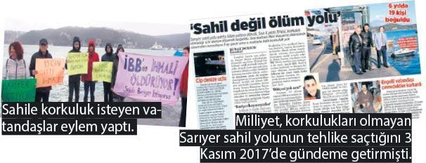 Sarıyer sahiline 2 kilometrelik korkuluk