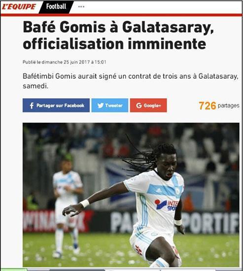 LEquipe duyurdu: Gomis Galatasarayda