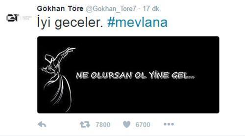 Gökhan Töreden Fenerbahçenin mağlubiyeti sonrası Mevlana paylaşımı