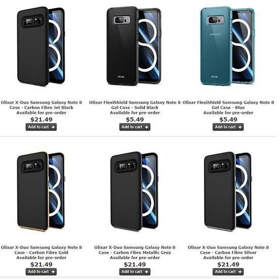 Galaxy Note 8in kılıfları ön siparişe çıktı