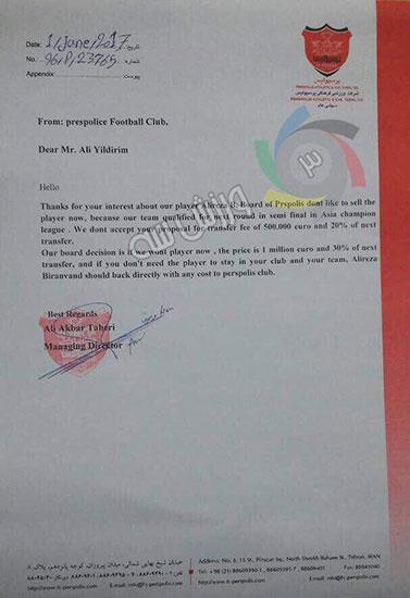 Fenerbahçenin Beiranvand teklifi basına sızdı İşte o belge...