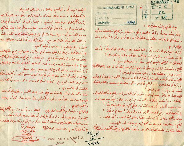 Fahreddin Paşanın Atatürke yazdığı mektup oraya çıktı