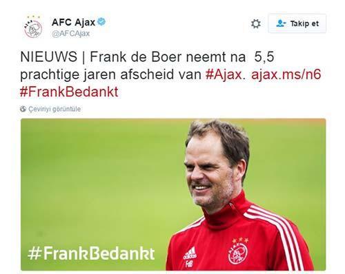 Ve Frank de Boer görevinden ayrıldı