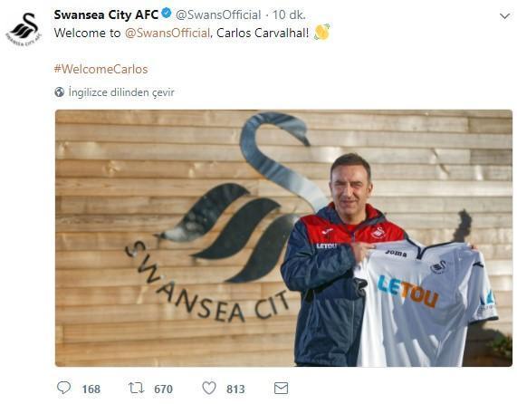 Carlos Carvalhal sezon sonuna kadar Swansea City ile anlaştı