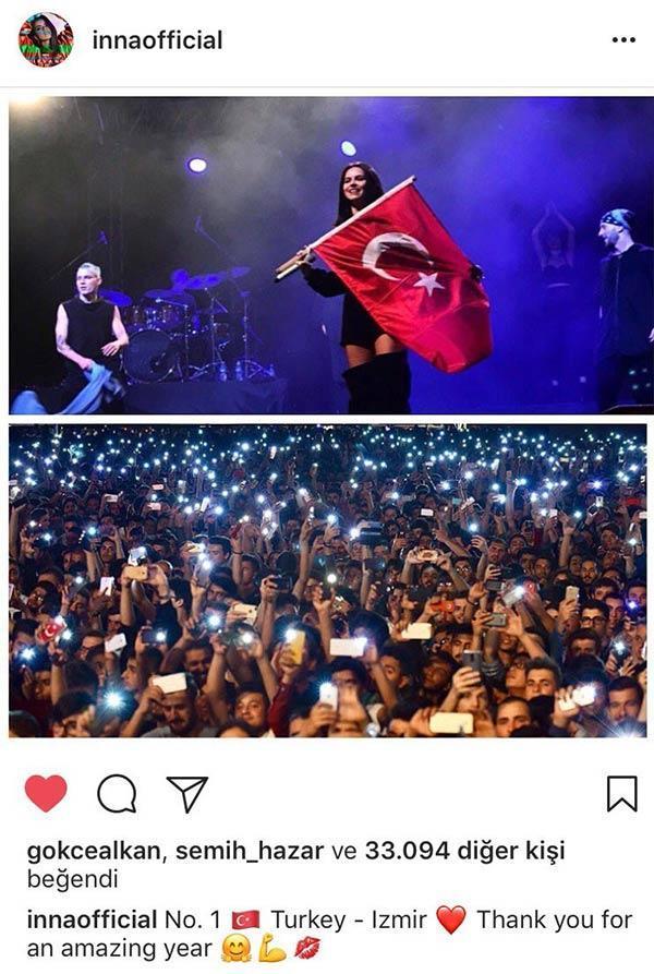 Inna‘dan Türk bayraklı yeni yıl mesajı