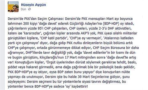 Tuncelide PKKdan seçim çalışması