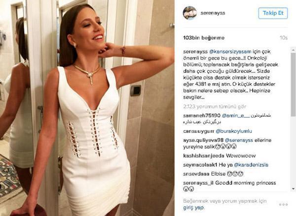 Serenay Sarıkayanın elbisesi sosyal medyayı salladı