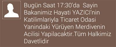 Yürüyen merdivenin açılış törenine sosyal medya engeli