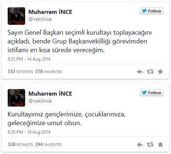Muharrem İnceden istifa açıklaması