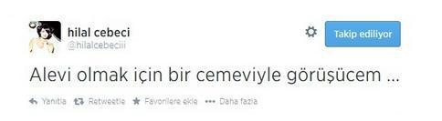 Hilal Cebeciden bir garip Alevilik tweeti