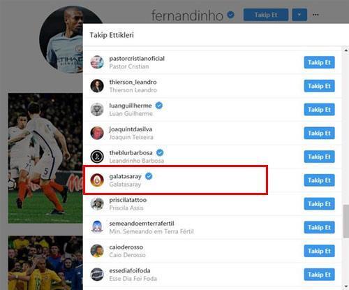 Fernandinho, Instagram hesabından Galatasarayı takibe aldı