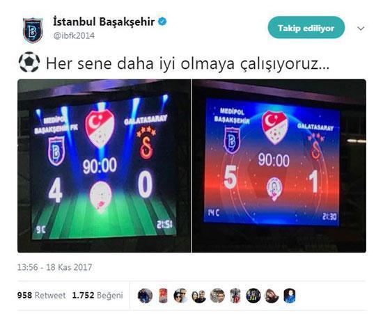 Medipol Başakşehirden Galatasaray paylaşımı