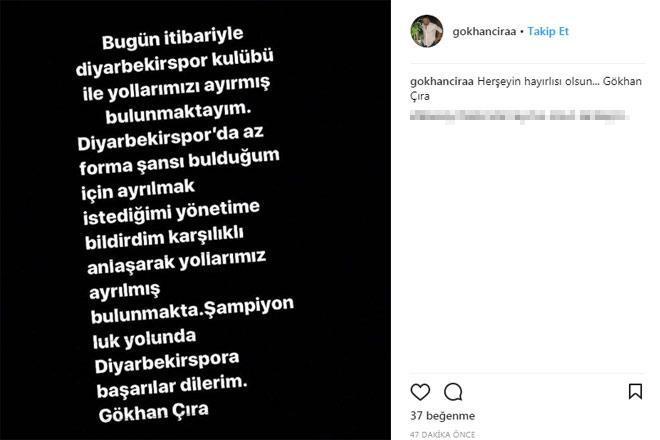 Selin Ciğerci ile aşk yaşayan futbolcu, Diyarbekirspordan Ayrıldı