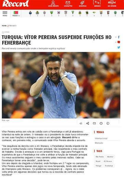 Fenerbahçeden Vitor Pereira açıklaması Sözleşmeyi ihlal etti