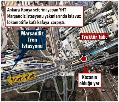 YHT ile kılavuz tren çarpıştı