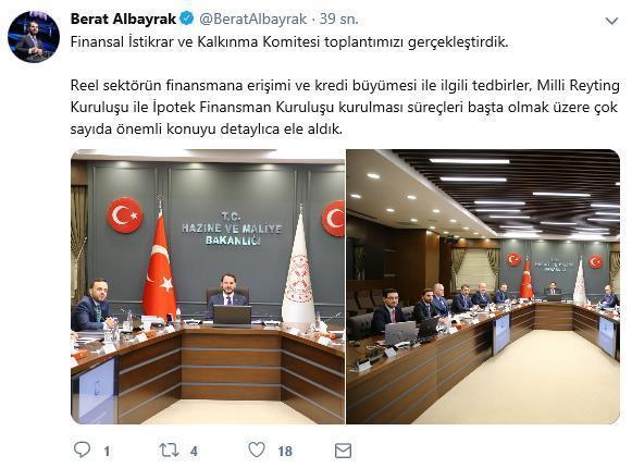 Bakan Albayraktan toplantı paylaşımı