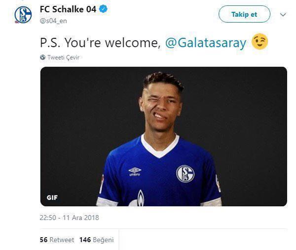 Schalke 04ten Galatasaray göndermesi