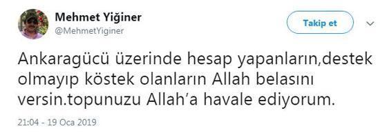 Mehmet Yiğiner: Allah belasını versin