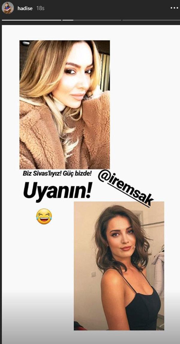 Hadise’den İrem Saka Sivaslı desteği
