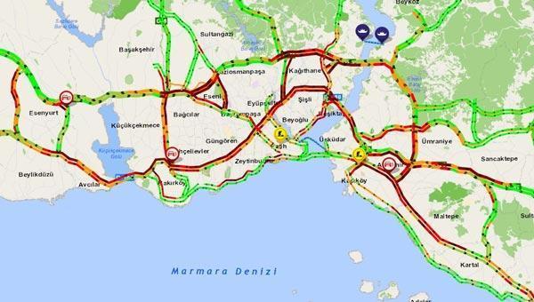 İstanbulda trafik yoğunluğu Durma noktasına geldi