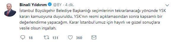 YSK kararı sonrası Binali Yıldırımdan ilk açıklama