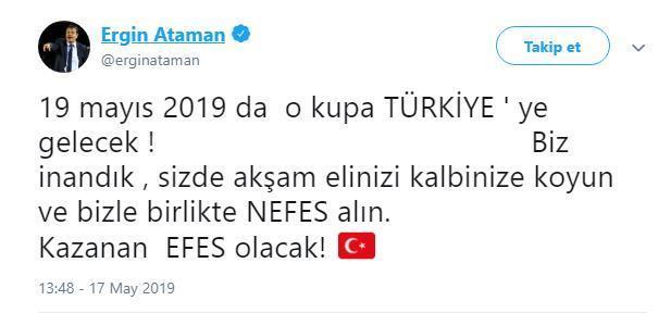 Ergin Atamandan Fenerbahçe Beko maçı öncesi paylaşım