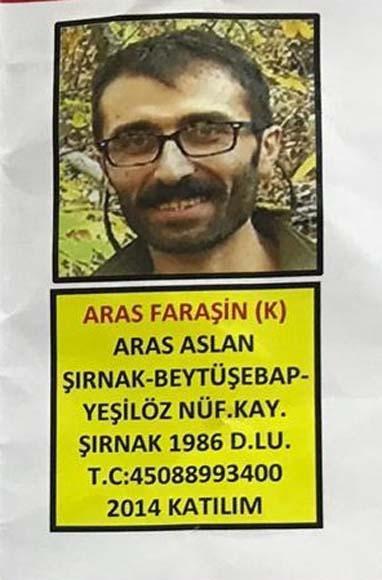 PKKlı terörist Aras Faraşin yakalandı