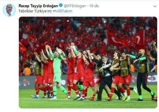 Cumhurbaşkanı Erdoğan, Milli Takımı tebrik etti