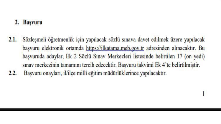 SÖZLEŞMELİ ÖĞRETMEN BAŞVURU İŞLEMİ