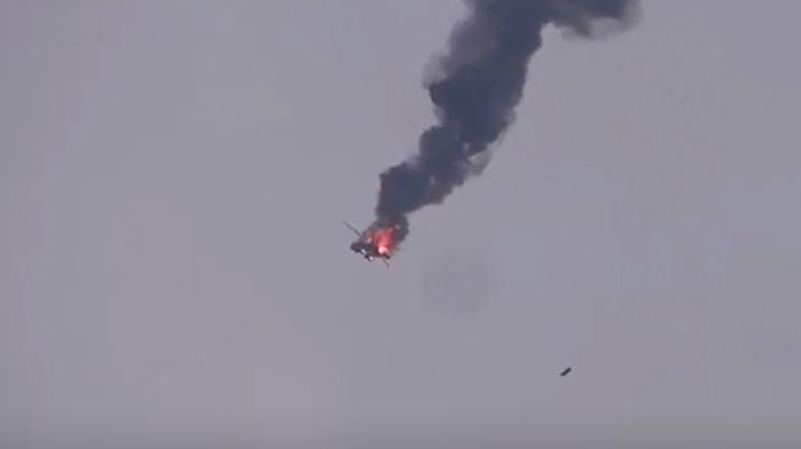 İdlibde helikopter düşürüldü