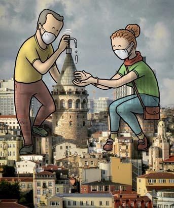 Corona virüsle mücadeleyi illüstrasyonlarına taşıdı