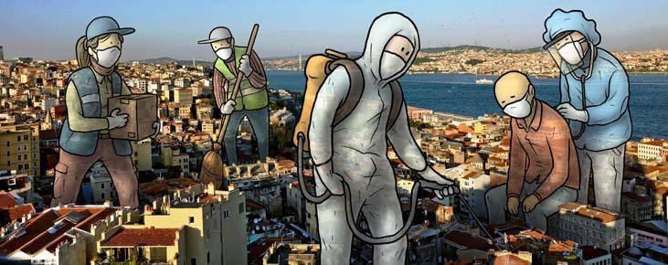 Corona virüsle mücadeleyi illüstrasyonlarına taşıdı