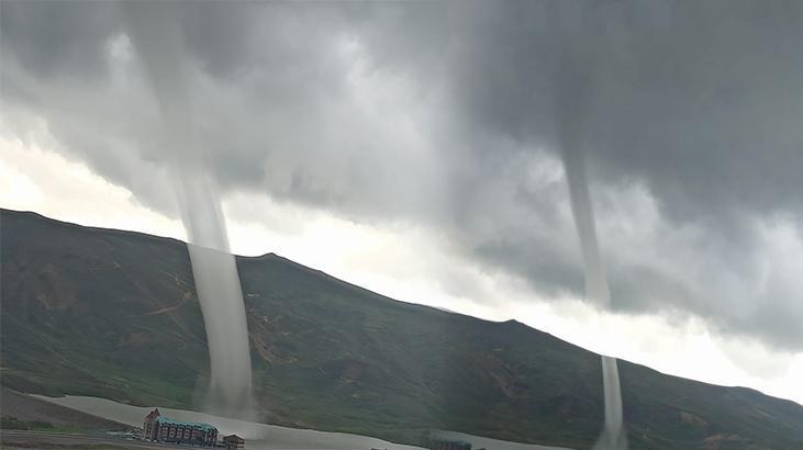 Kayseri'de, gölet üzerinde hortum
