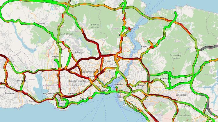 İstanbulda trafik felç Yoğunluk şu anda yüzde 78