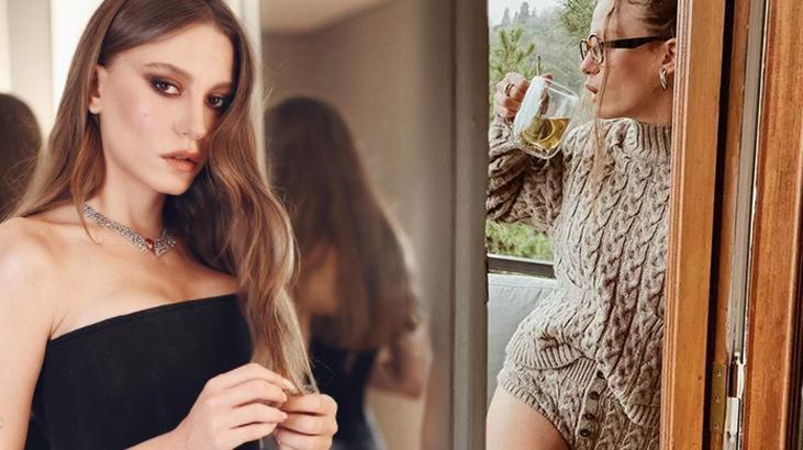 Serenay sarikaya triko takimiyla poz verdi