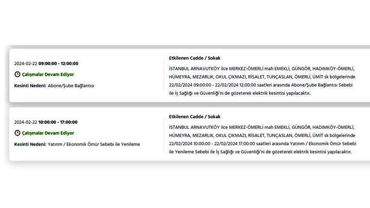 İstanbulda 22 Şubat Perşembe günü elektrik kesintisi yaşanacak Bu ilçelerde yaşayanlar dikkat