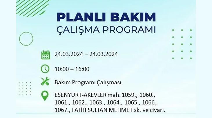 İstanbulda 24 Mart Pazar günü elektrik kesintisi yaşanacak Bu ilçelerde yaşayanlar dikkat