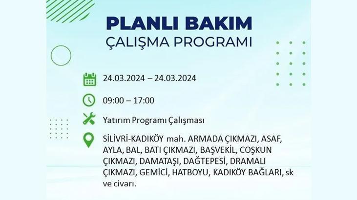 İstanbulda 24 Mart Pazar günü elektrik kesintisi yaşanacak Bu ilçelerde yaşayanlar dikkat