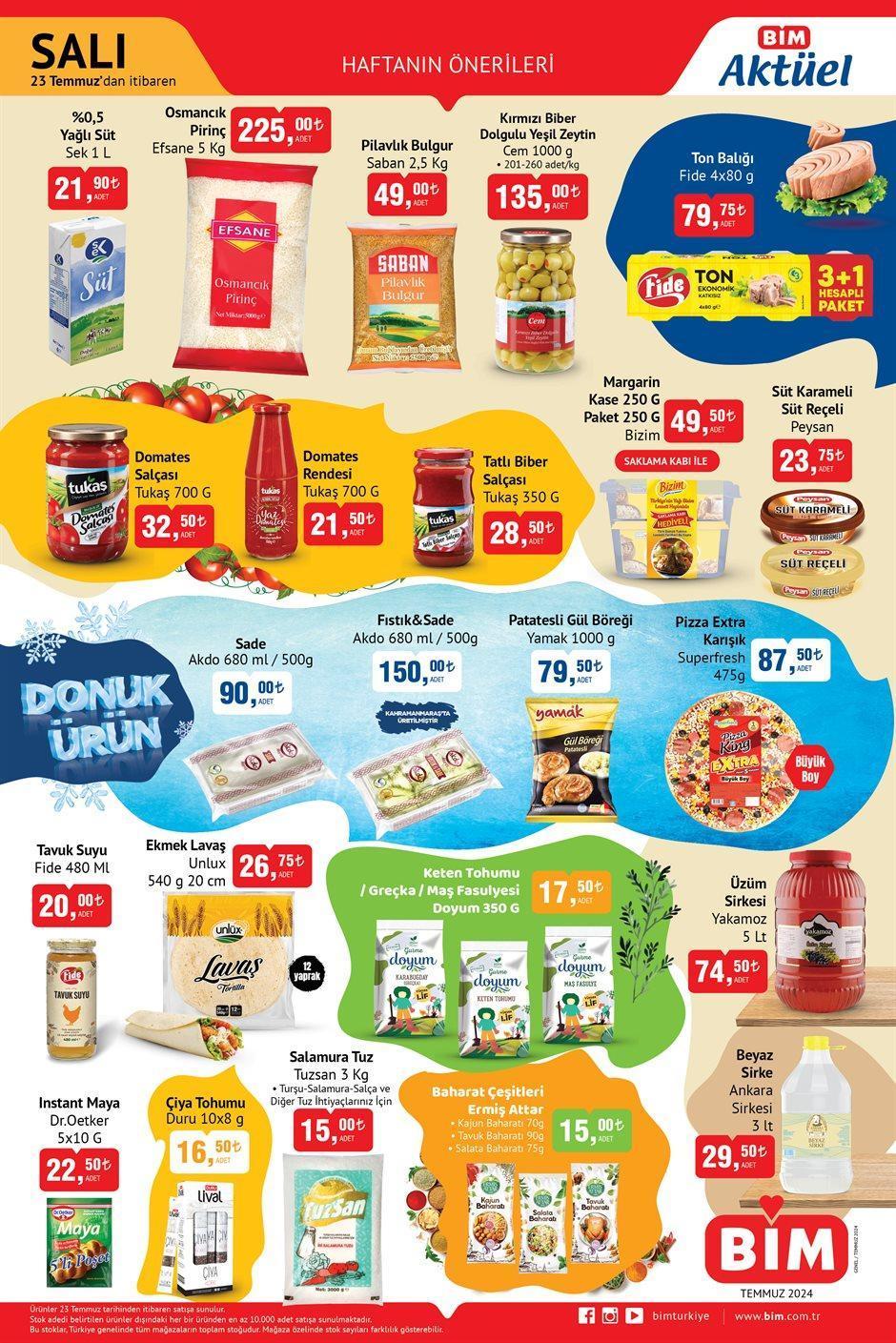 SALI RAFLARDA BİM 23-26 Temmuz 2024 aktüel kataloğu: Bu hafta BİM aktüel ürünler kataloğu indirimli fiyatları