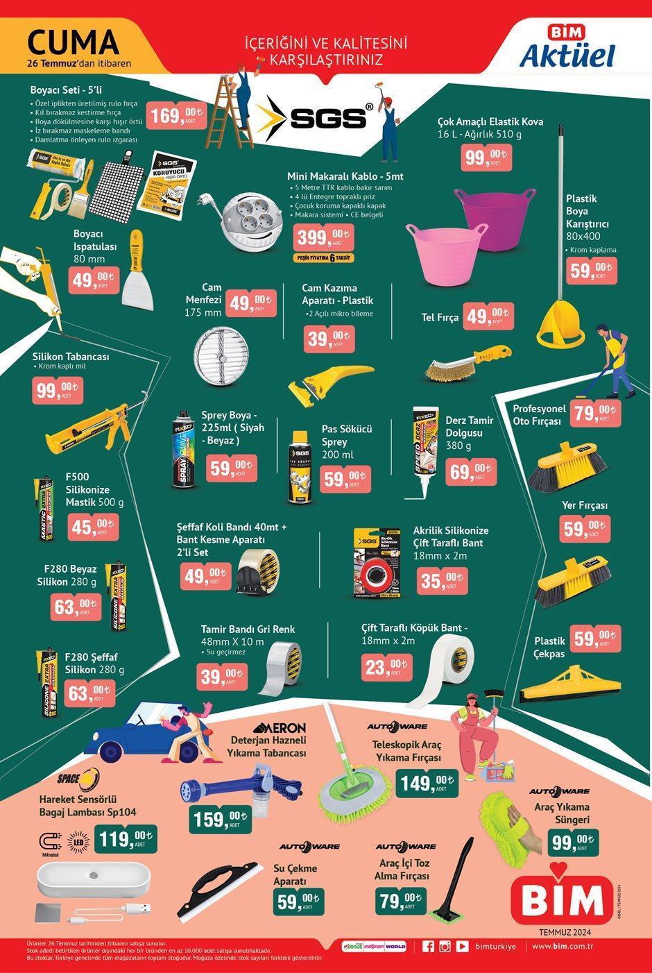 SALI RAFLARDA BİM 23-26 Temmuz 2024 aktüel kataloğu: Bu hafta BİM aktüel ürünler kataloğu indirimli fiyatları