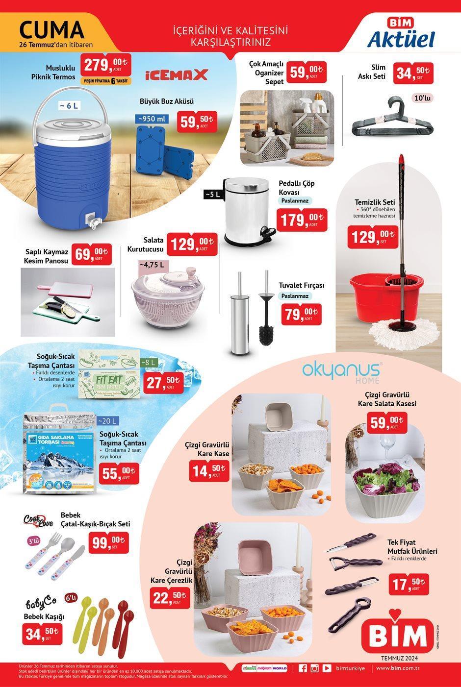 SALI RAFLARDA BİM 23-26 Temmuz 2024 aktüel kataloğu: Bu hafta BİM aktüel ürünler kataloğu indirimli fiyatları